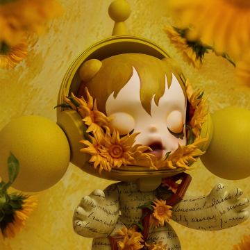 MEGA α SKULLPANDA 1000% Van Gogh Museum Sunflowers