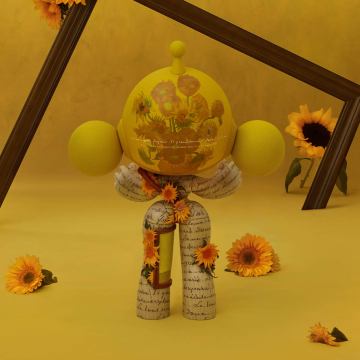 MEGA α SKULLPANDA 1000% Van Gogh Museum Sunflowers