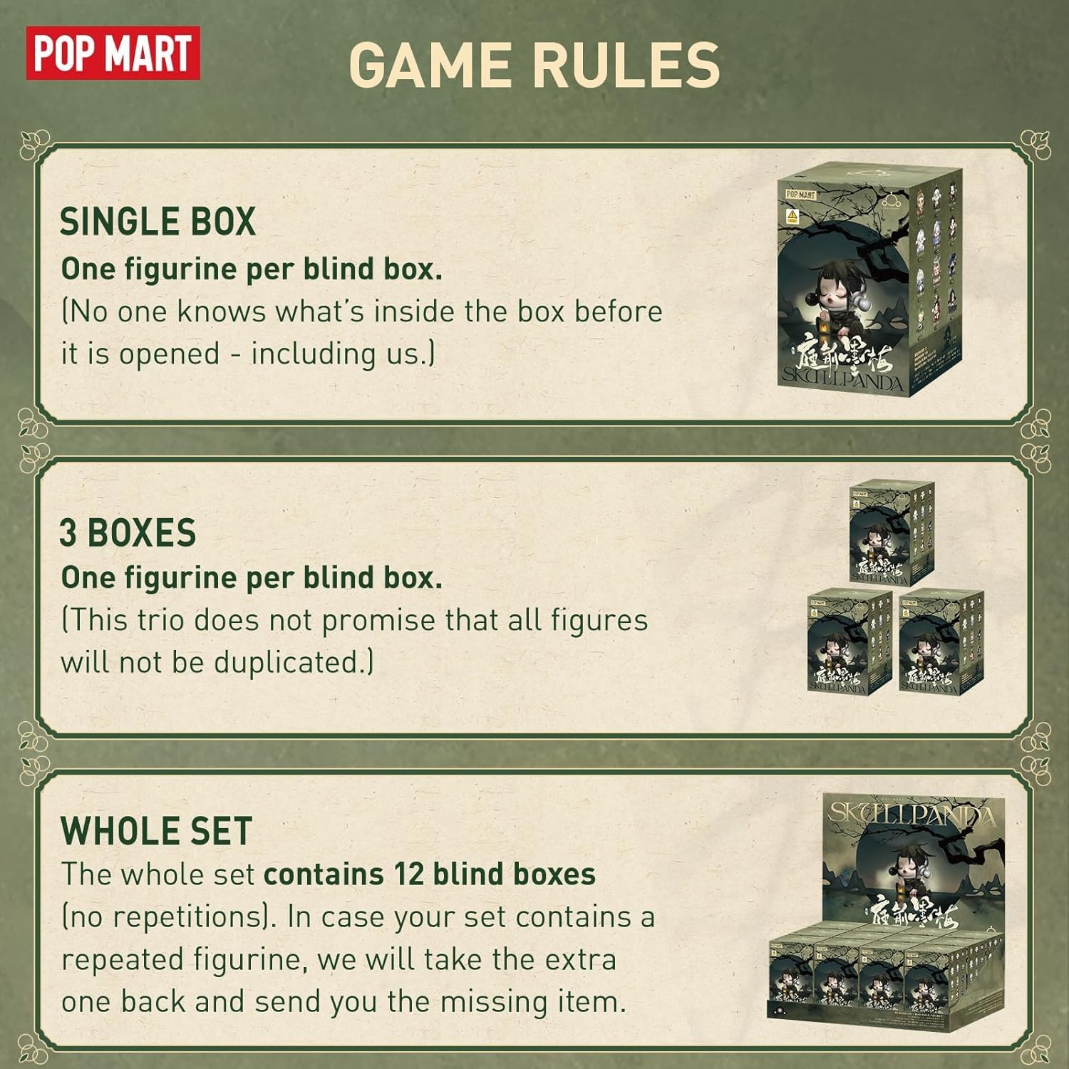 POP MART SKULLPANDA The Ink Plum Blossom Series Figures